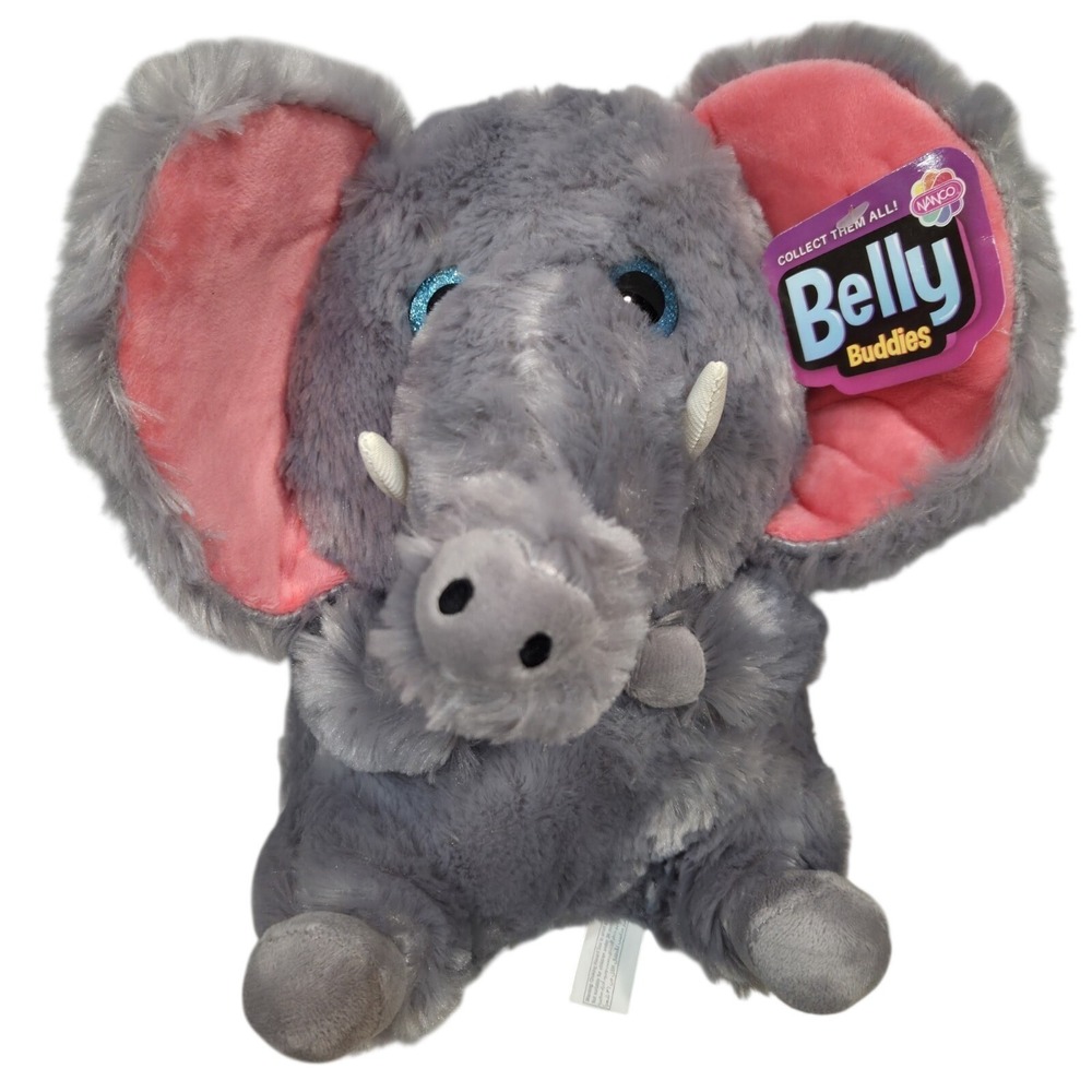 Nanco Plush Belly Buddies Gray Elephant 11" Soft And Cuddly New
